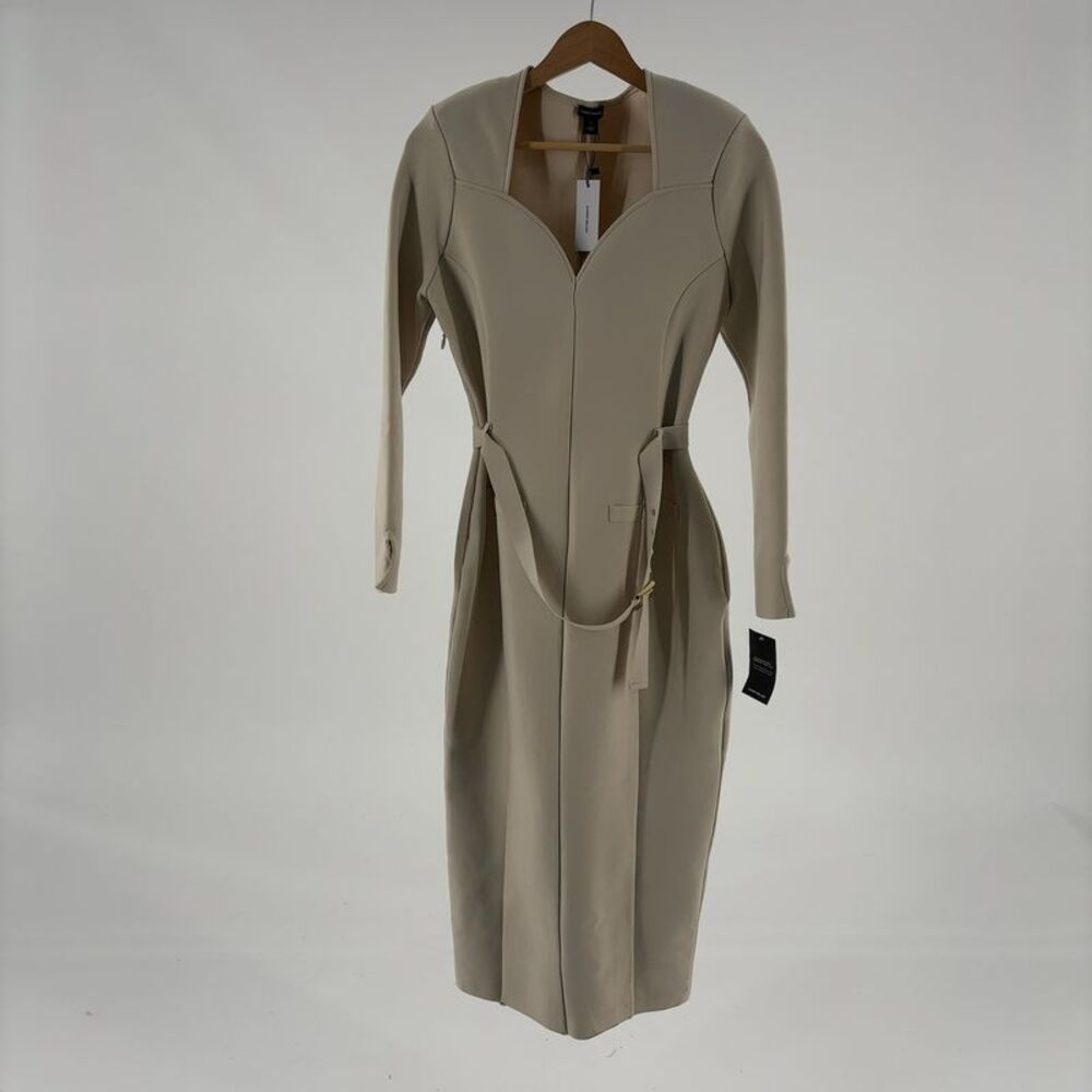 Karen Millen Cream Belted Sheath Dress